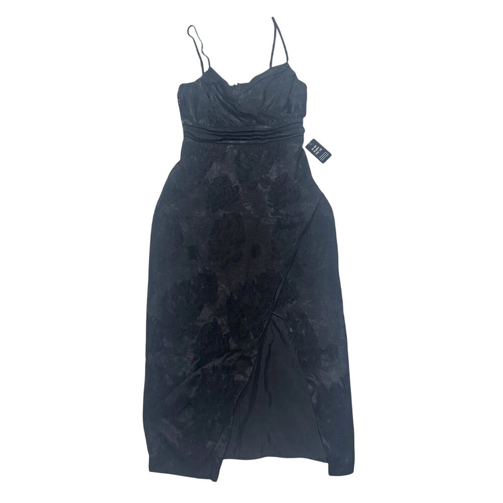 EXPRESS Black Floral Jacquard V-Neck Wrap Midi Dress size‎ 4 NWT!